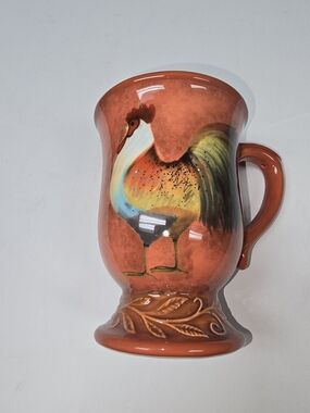 Cracker BARREL Rooster Ceramic Mug in Burnt Orange - Decorative Home Art